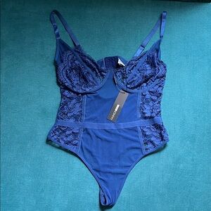 Elegant Blue Lace Bodysuit- NWT- Fashion Nova- size 1x